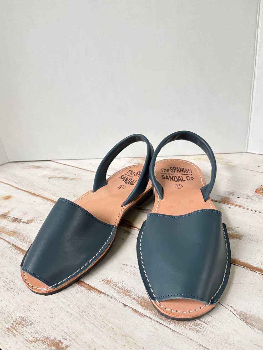 The Spanish Sandal Co. Classic Flat Avarca Sandals Denim Blue Handcrafted 41 Euc View 2